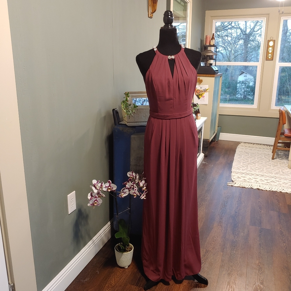 Deep burgundy and jewel stud dress